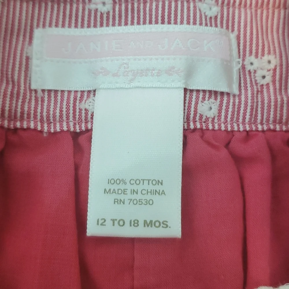 Janie and Jack embroidered red and white romper size 12-18 months.